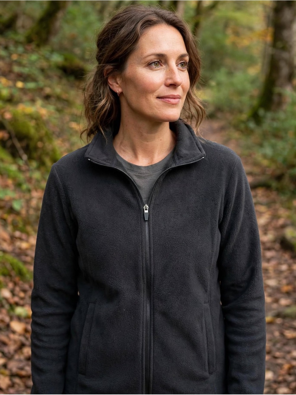 Lands' End Women's Black Fleece Zip Jacket